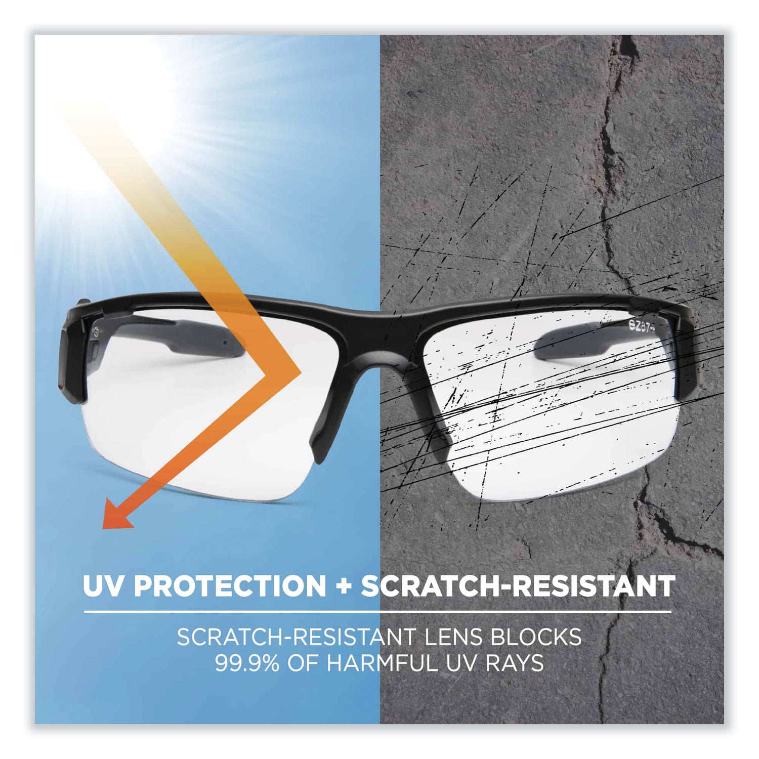 Skullerz Dagr Safety Glasses, Matte Black Nylon Impact Frame, Clear Polycarbonate Lens, Ships in 1-3 Business Days