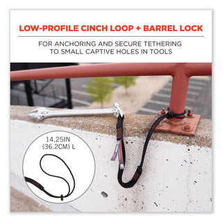 Squids 3105 Tool Lanyard w/Aluminum Carabiner+Cinch-Loop, 15lb Max Work Cap, 32" to 48", BK,100/PK,Ships in 1-3 Business Days