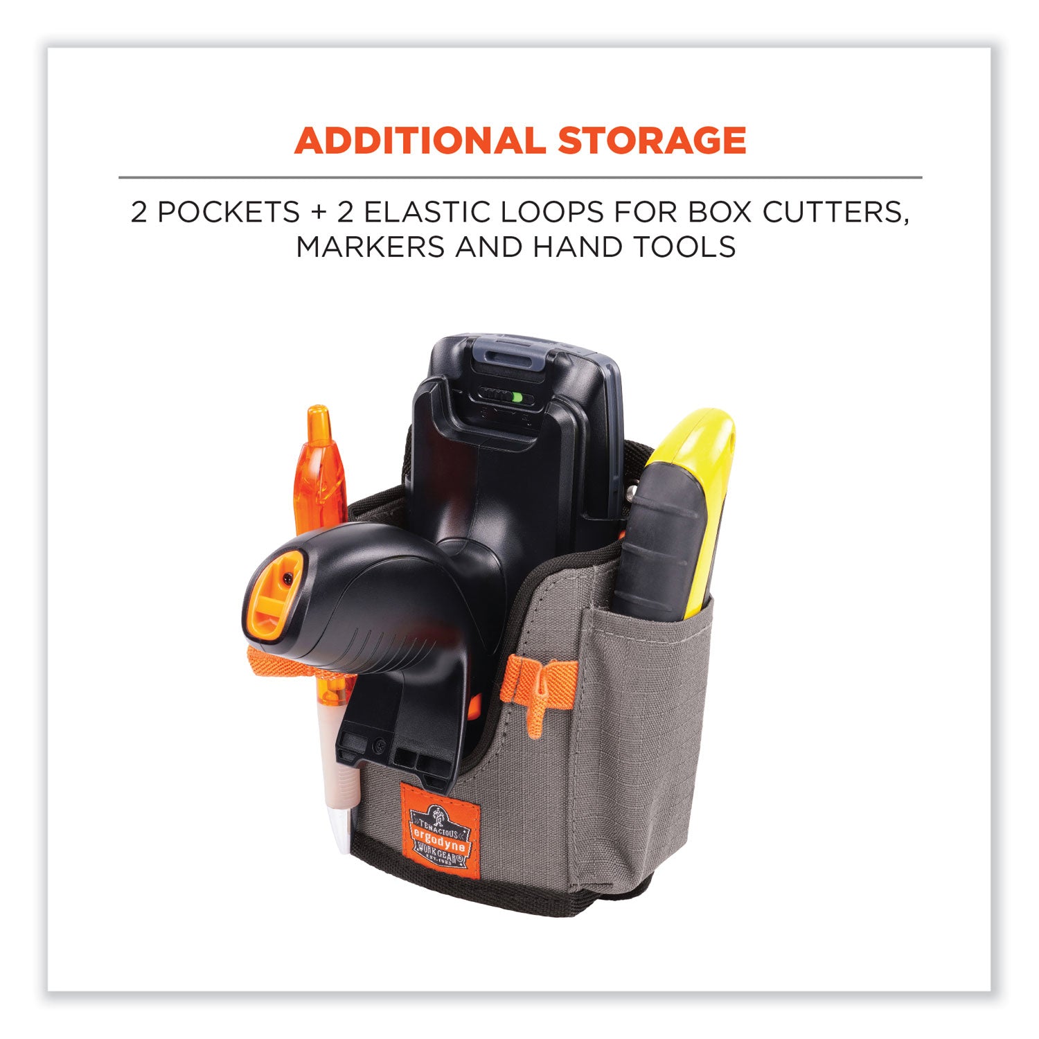 Squids 5543 Handheld Barcode Scanner Mount Holder w/Fastener Straps, 2 Comp, 3.5 x 2.5 x 7.3, Gray,Ships in 1-3 Business Days