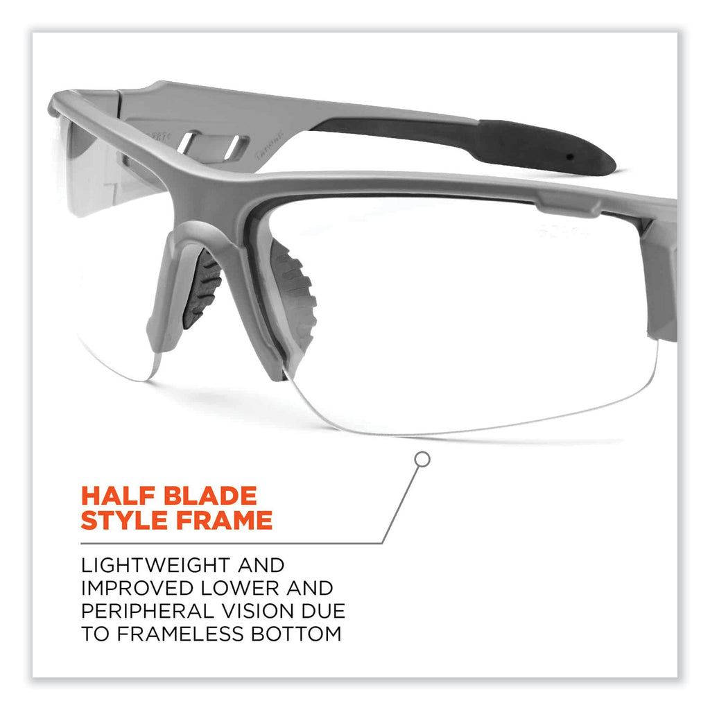 Skullerz Dagr Safety Glasses, Matte Gray Nylon Impact Frame, Anti-Fog Clear Polycarbonate Lens, Ships in 1-3 Business Days