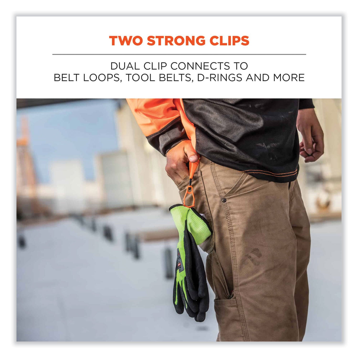 Squids 3420 Dual Clip Swivel Glove Clip Holder, 1 x 0.6 x 5.5, Acetal Copolymer, Granite, Ships in 1-3 Business Days