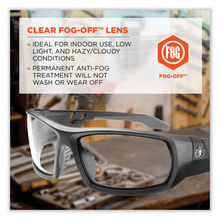 Skullerz Odin Safety Glasses, Matte Black Nylon Impact Frame, Anti-Fog Clear Polycarbonate Lens, Ships in 1-3 Business Days
