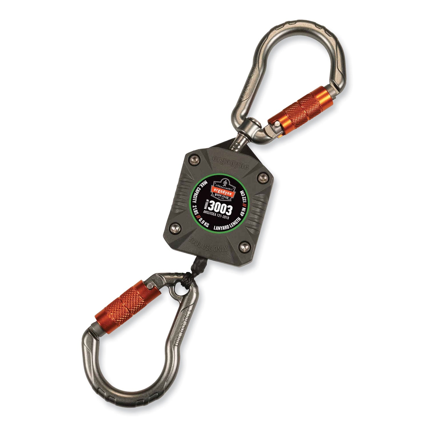 squids-3003-retractable-lanyard-with-two-carabiners-2-lb-max-working-capacity-8-to-48-gray-ships-in-1-3-business-days_ego19303 - 1