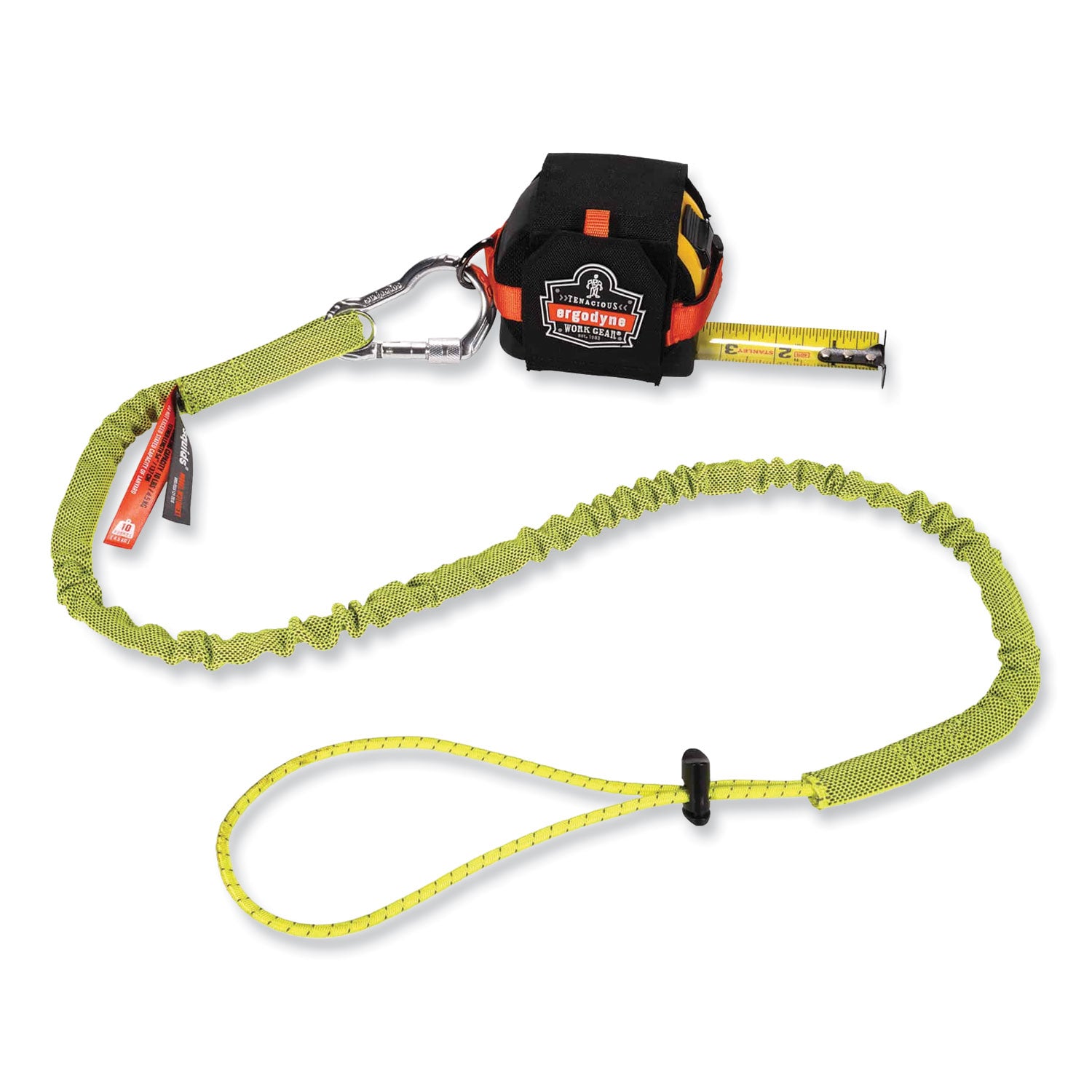 Squids 3100 Lanyard w/Aluminum Carabiner + Cinch-Loop, 10 lb Max Work Capacity, 42" to 54", Lime, Ships in 1-3 Business Days