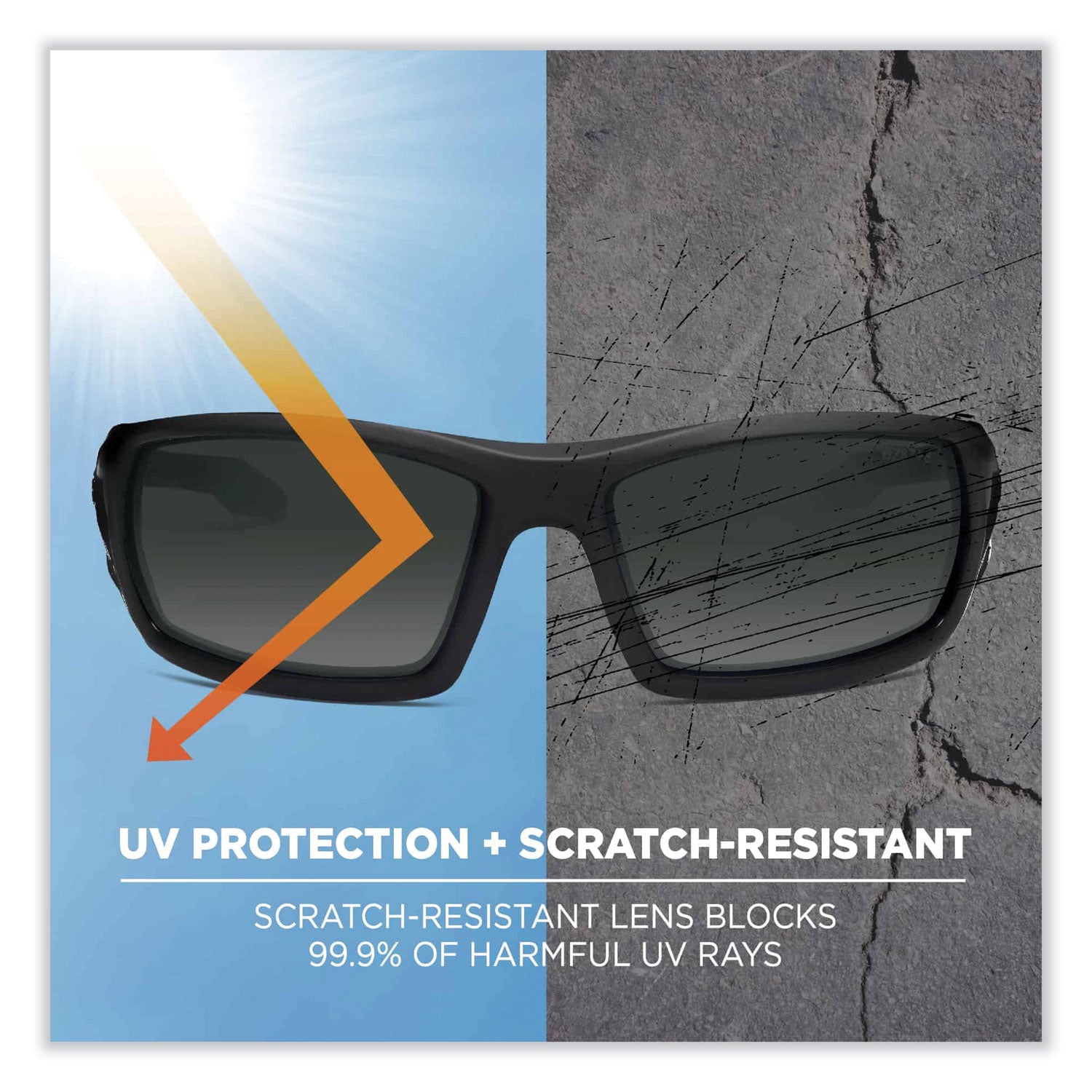 Skullerz Odin Safety Glasses, Matte Black Nylon Impact Frame, Anti-Fog Smoke Polycarbonate Lens, Ships in 1-3 Business Days