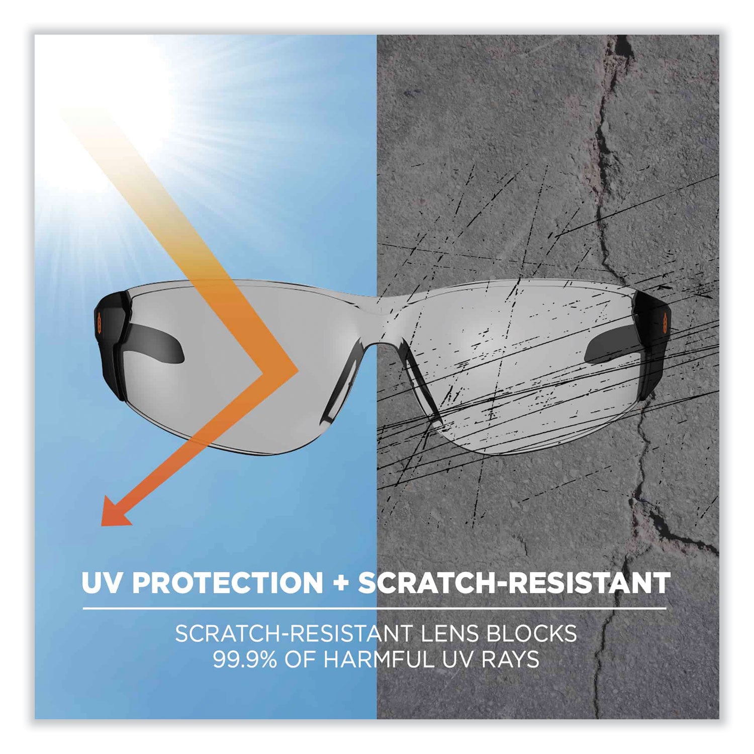 Skullerz Saga Frameless Safety Glasses, Black Nylon Impact Frame, AntiFog Indr/Outdr Polycarb Lens,Ships in 1-3 Business Days