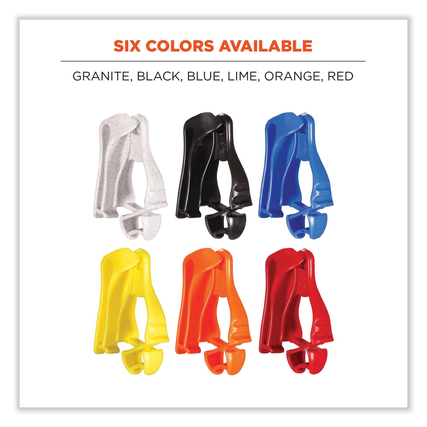 Squids 3405 Belt Clip Glove Clip Holder, 1 x 1 x 6, Acetal Copolymer, Orange, Ships in 1-3 Business Days