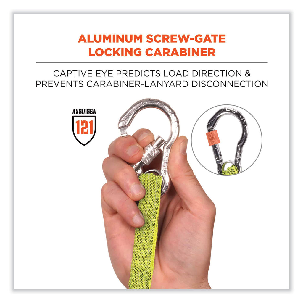 squids-3100-lanyard-w-aluminum-carabiner-+-cinch-loop-10-lb-max-work-capacity-35-to-45-lime-ships-in-1-3-business-days_ego19003 - 6
