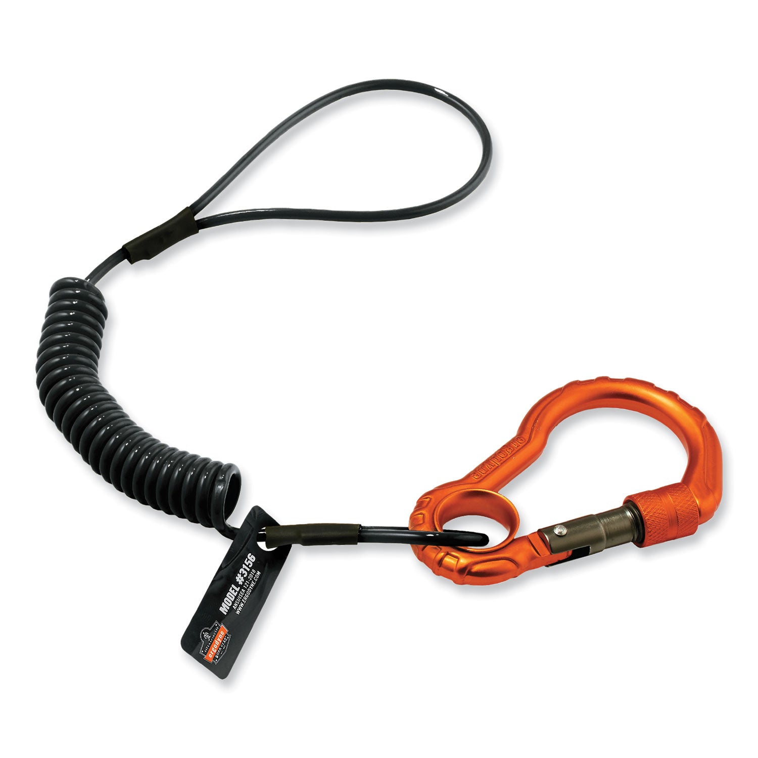 squids-3156-coiled-tool-lanyard-with-carabiner-2-lb-max-work-capacity-12-to-48-black-orange-ships-in-1-3-business-days_ego19161 - 1