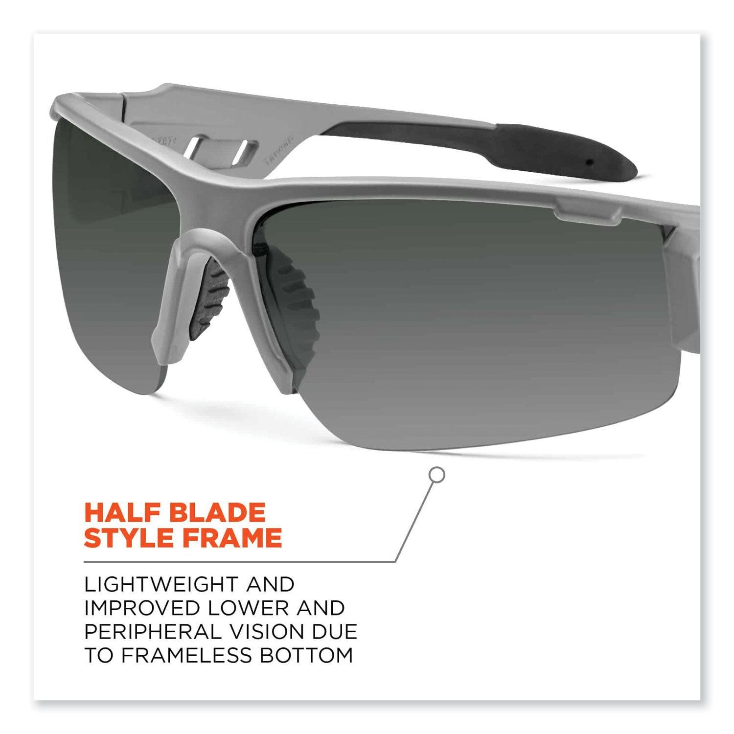 Skullerz Dagr Safety Glasses, Matte Gray Nylon Impact Frame, Anti-Fog Smoke Polycarbonate Lens, Ships in 1-3 Business Days