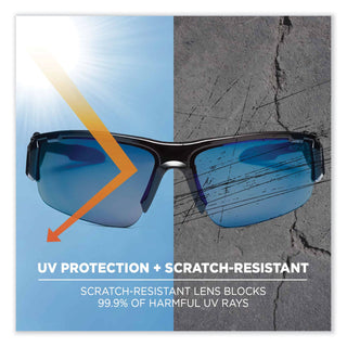 Skullerz Dagr Safety Glasses, Black Nylon Impact Frame, Blue Mirror Polycarbonate Lens, Ships in 1-3 Business Days