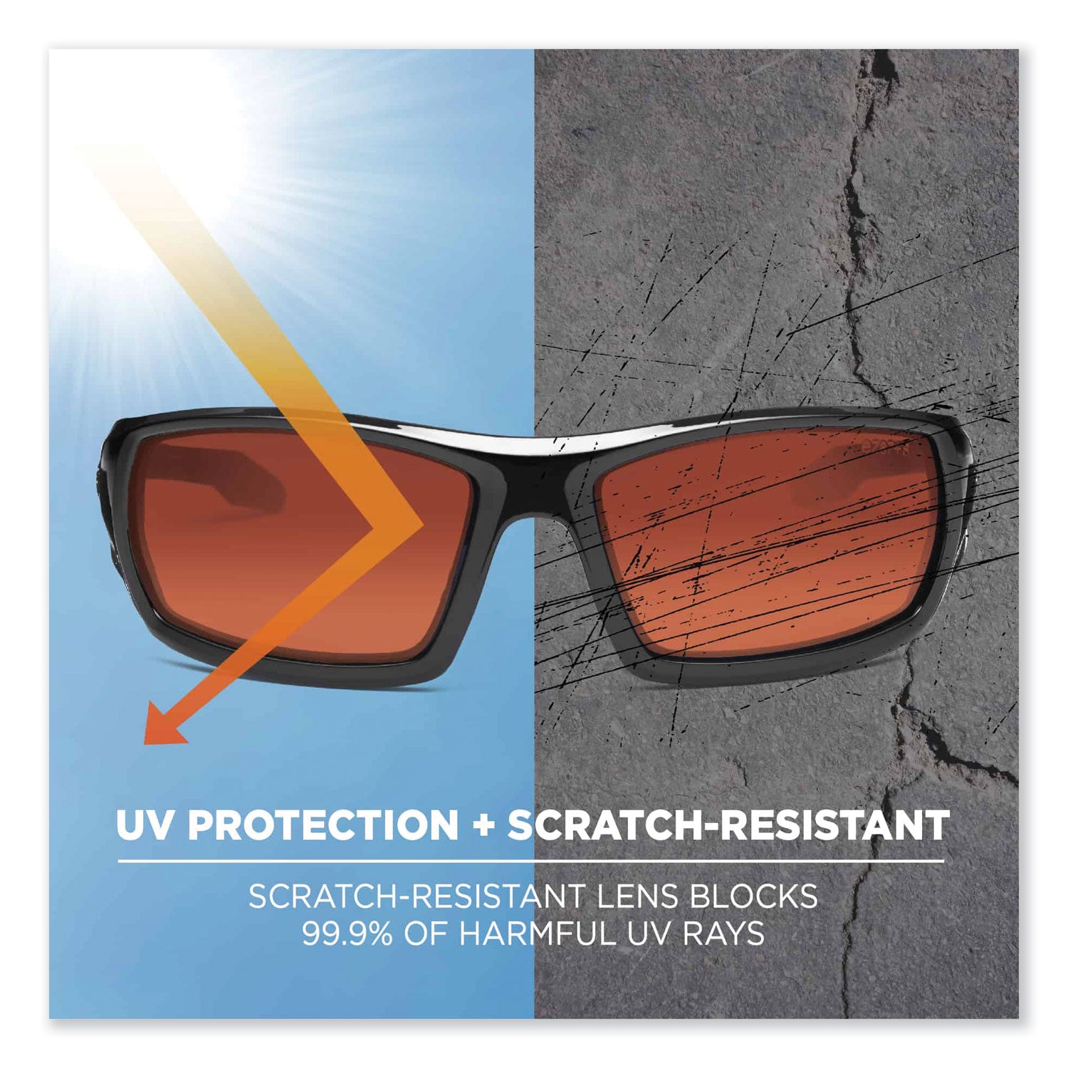 Skullerz Odin Safety Glasses, Black Nylon Impact Frame, Copper Polycarbonate Lens, Ships in 1-3 Business Days