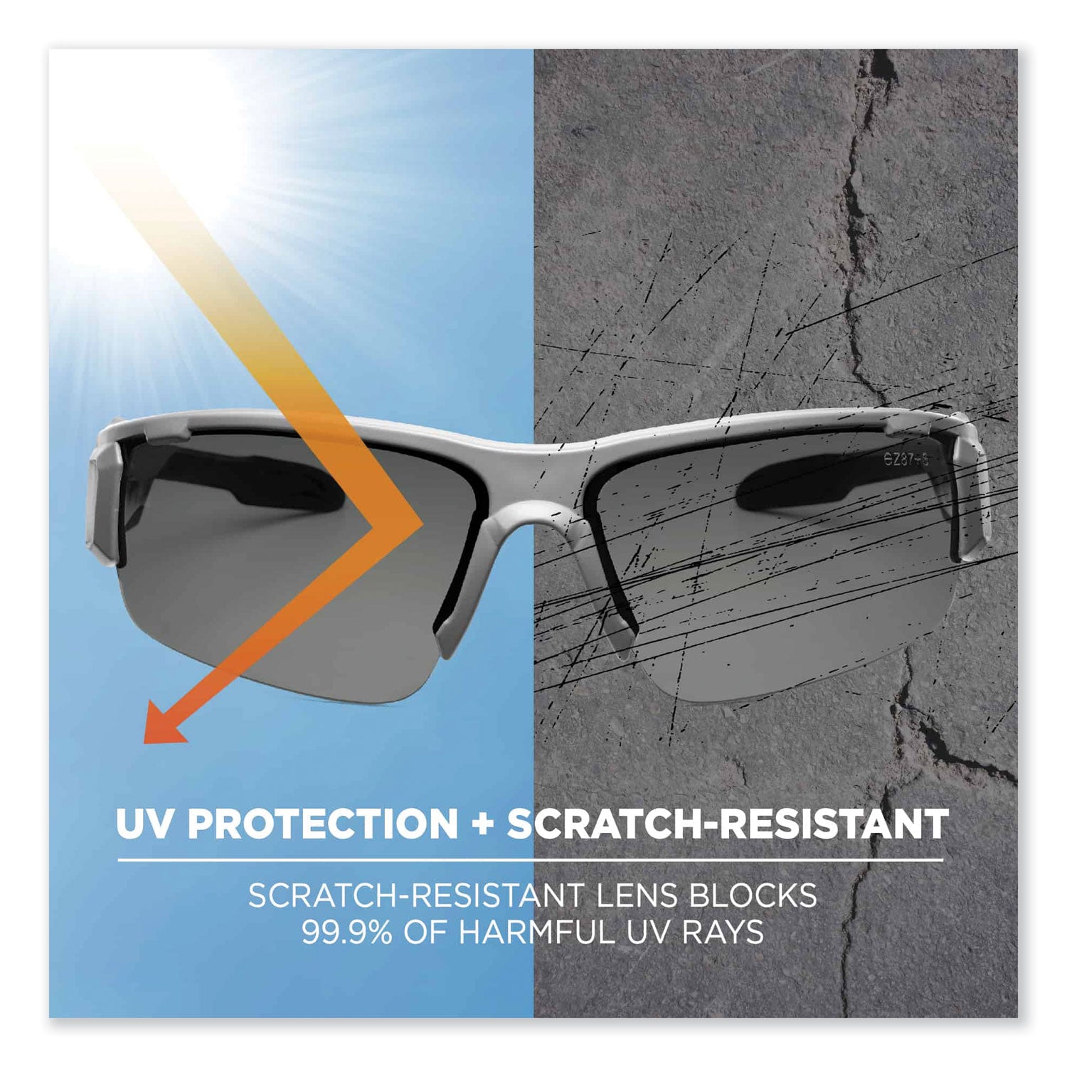 Skullerz Dagr Safety Glasses, Matte Gray Nylon Impact Frame, Anti-Fog Smoke Polycarbonate Lens, Ships in 1-3 Business Days