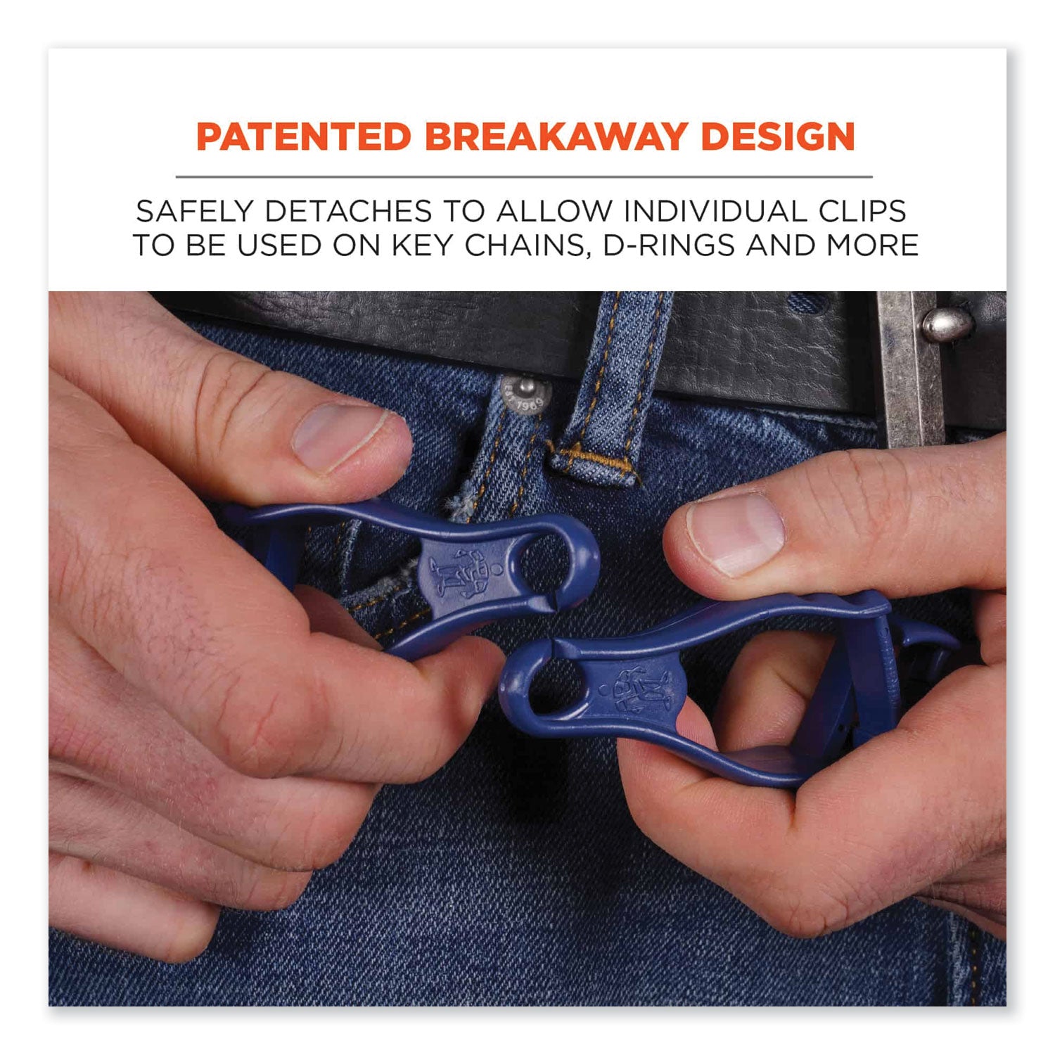 Squids 3400MD Metal Detectable Dual Clip Glove Clip Holder, 1x1x6.5, Acetal Copolymer, Deep Blue, Ships in 1-3 Business Days