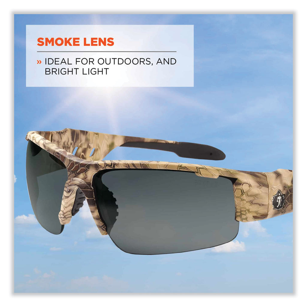 Skullerz Dagr Safety Glasses, Kryptek Highlander Nylon Impact Frame, Smoke Polycarbonate Lens, Ships in 1-3 Business Days