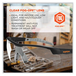 Skullerz Skoll Safety Glasses, Matte Black Nylon Impact Frame, Anti-Fog Clear Polycarbonate Lens, Ships in 1-3 Business Days