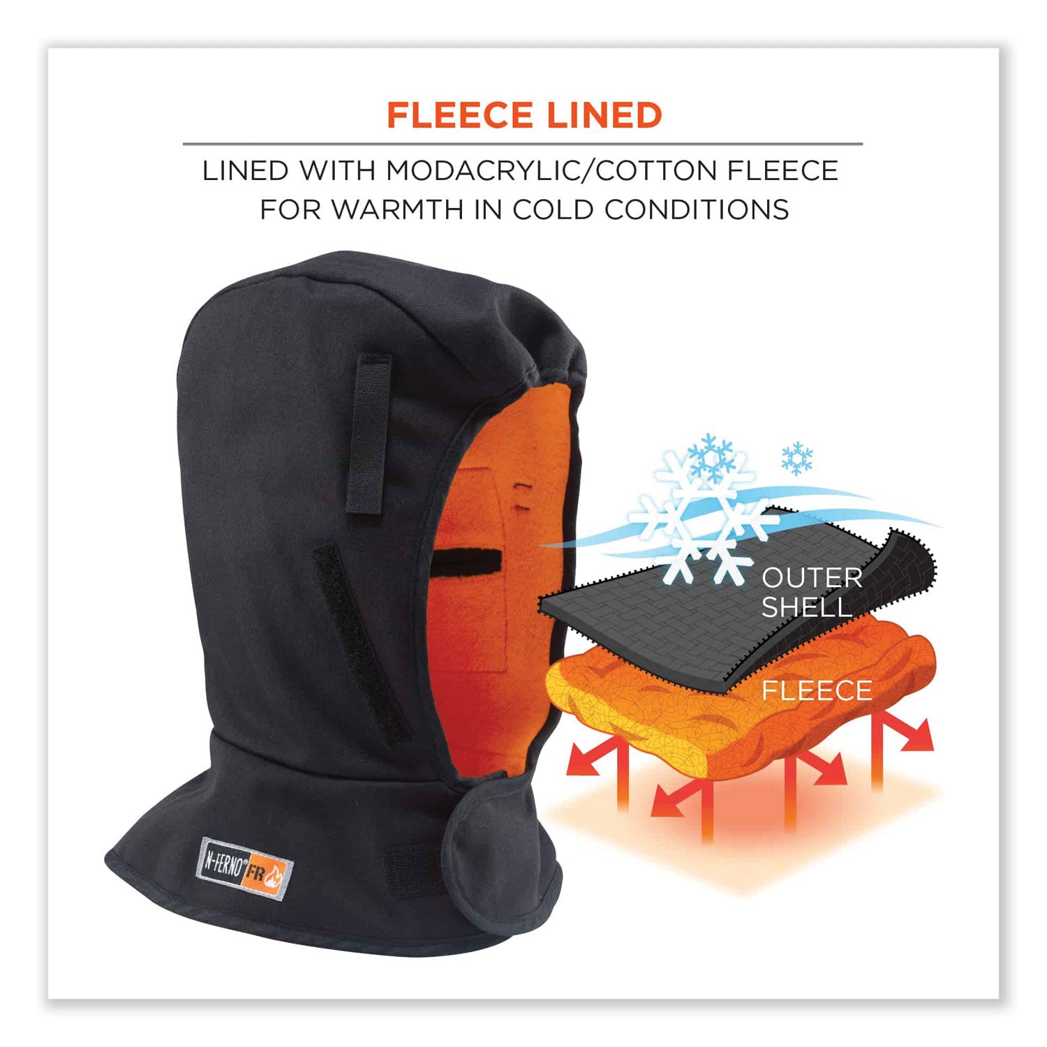 N-Ferno 6882 2-Layer FR Cotton Shoulder Winter Liner, Modacrylic Cotton, One Size Fit Most, Black, Ships in 1-3 Business Days
