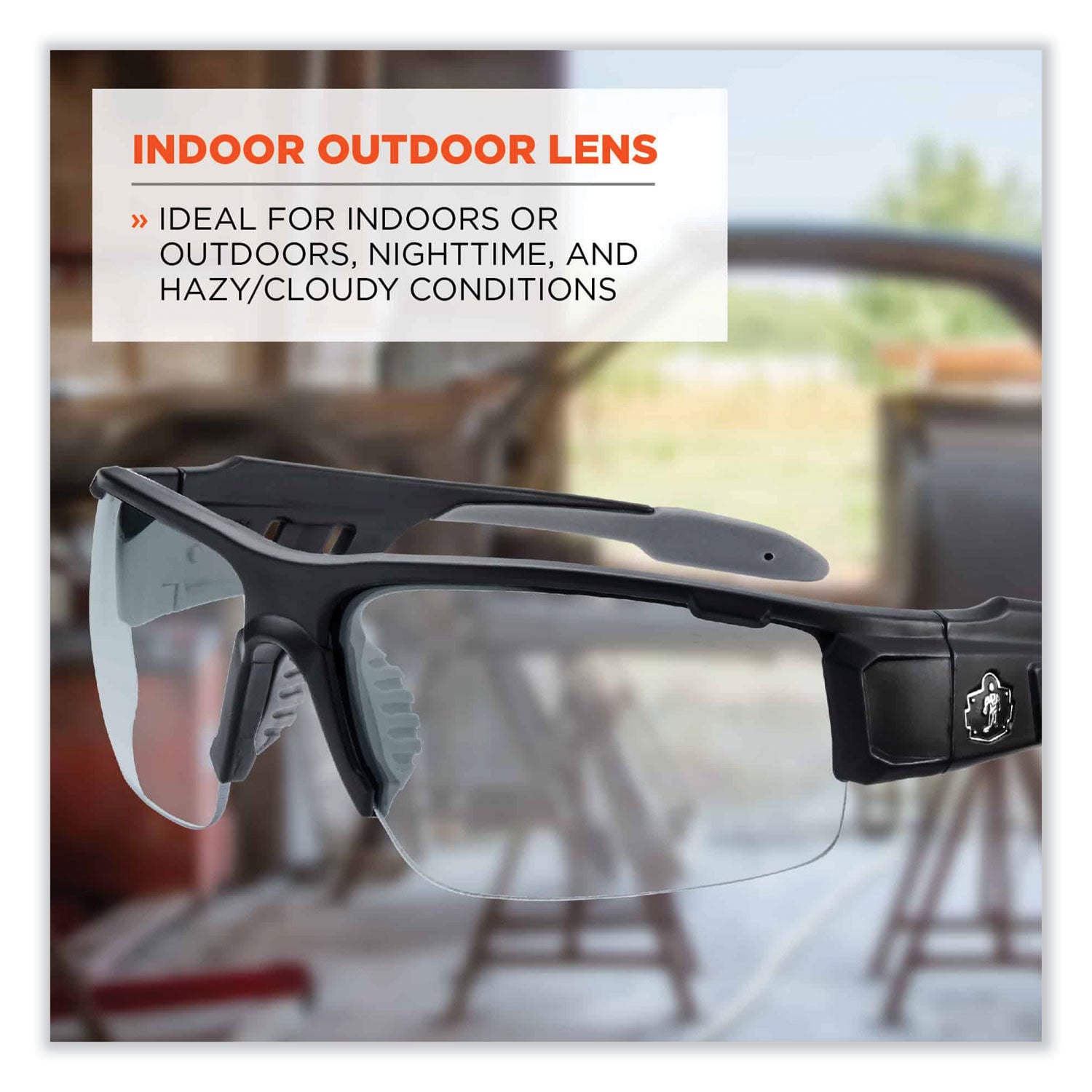 Skullerz Dagr Safety Glasses, Matte Black Nylon Impact Frame, Indoor/Outdoor Polycarbonate Lens, Ships in 1-3 Business Days