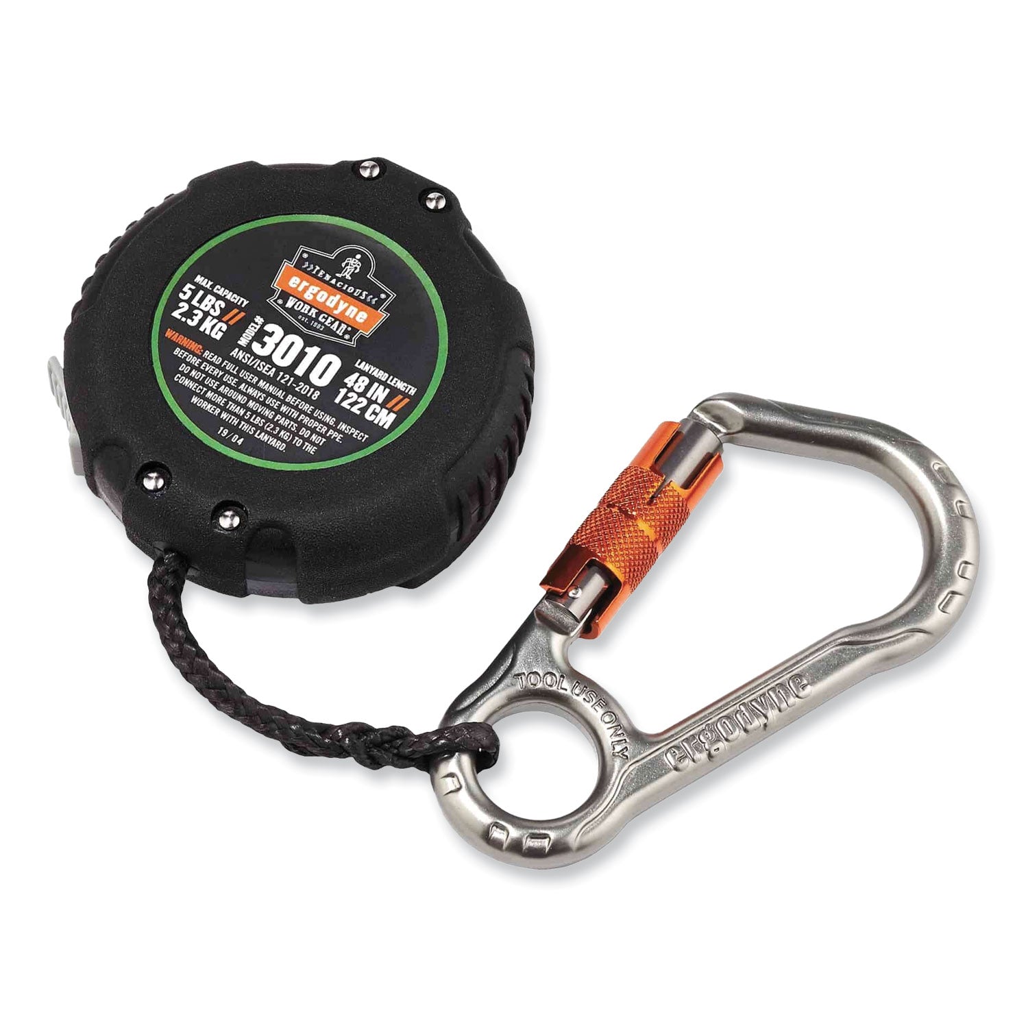 squids-3010-retractable-lanyard-w-locking-carabiner+belt-clip-5-lb-max-work-capacity-48-black-ships-in-1-3-business-days_ego19310 - 1