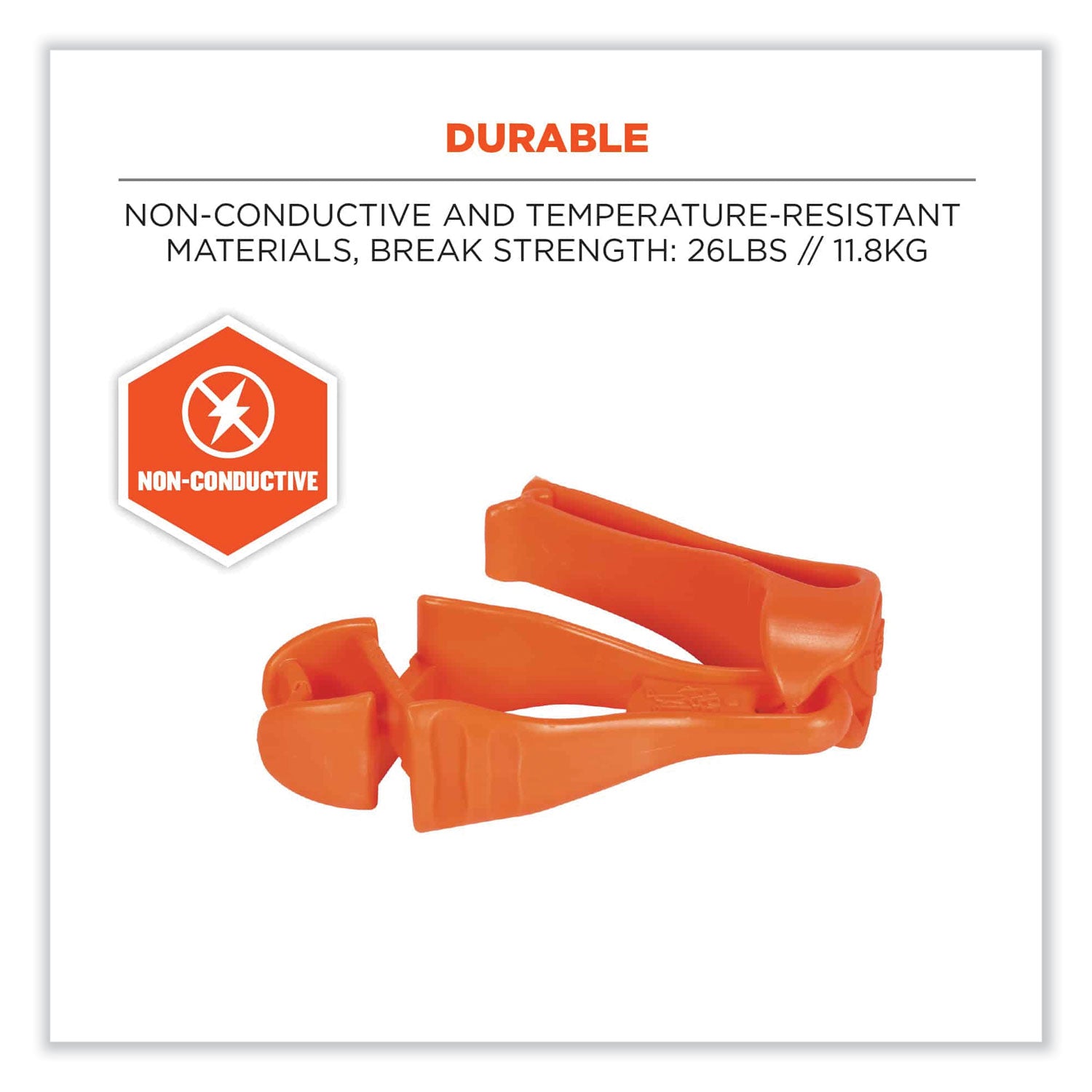 Squids 3405 Belt Clip Glove Clip Holder, 1 x 1 x 6, Acetal Copolymer, Orange, Ships in 1-3 Business Days