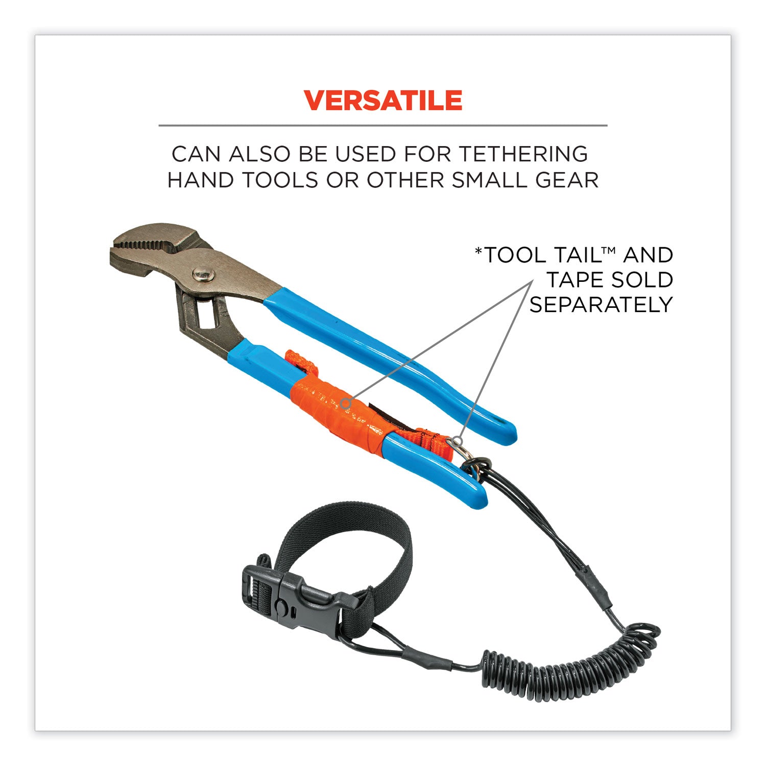 Squids 3157 Coiled Lanyard with Buckle, 2 lb Max Working Capacity, 12" to 48" Long, Black, Ships in 1-3 Business Days