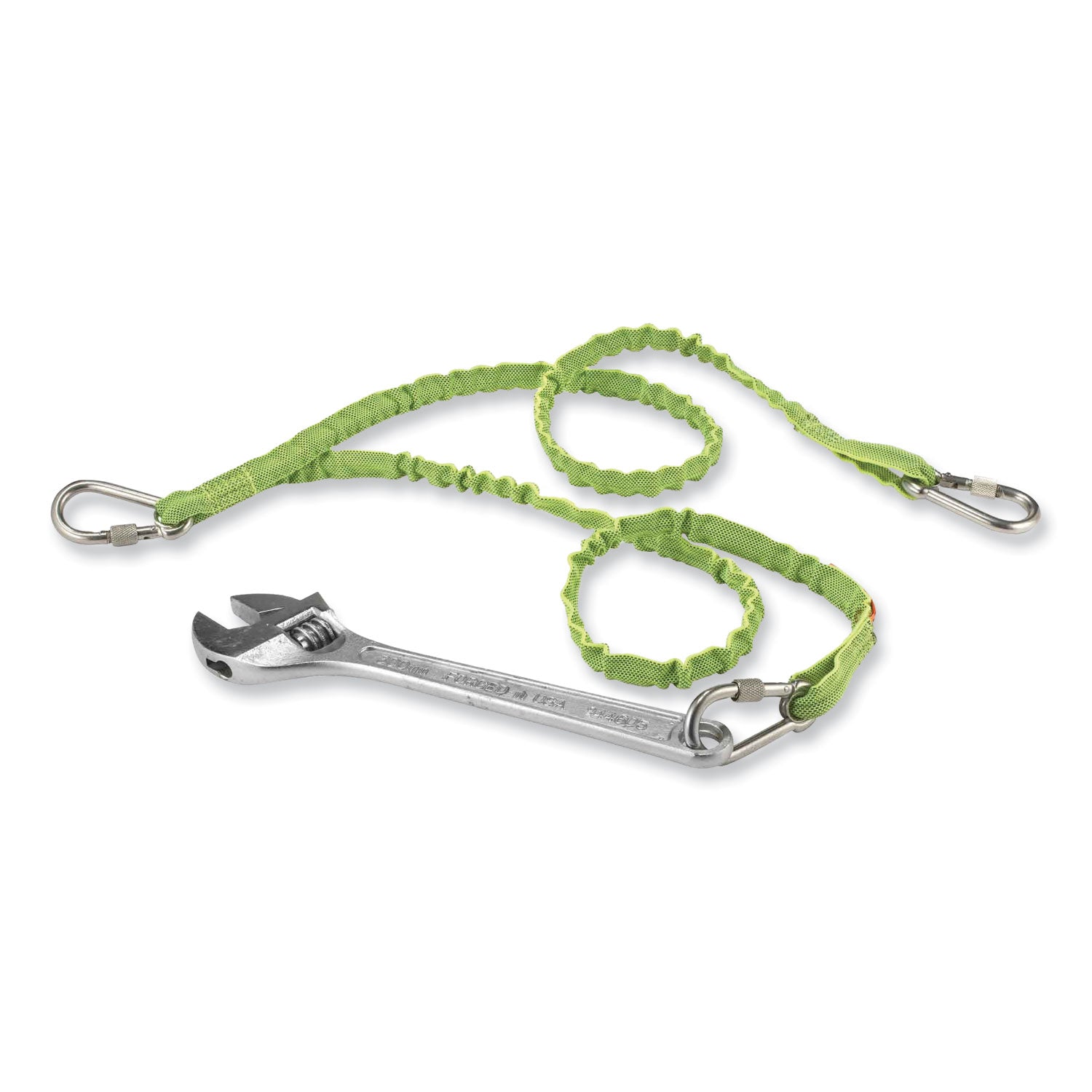 Squids 3311 Twin-Leg Tool Lanyard with Three Carabiners, 15lb Max Work Capacity, 35" to 42", Lime, Ships in 1-3 Business Days