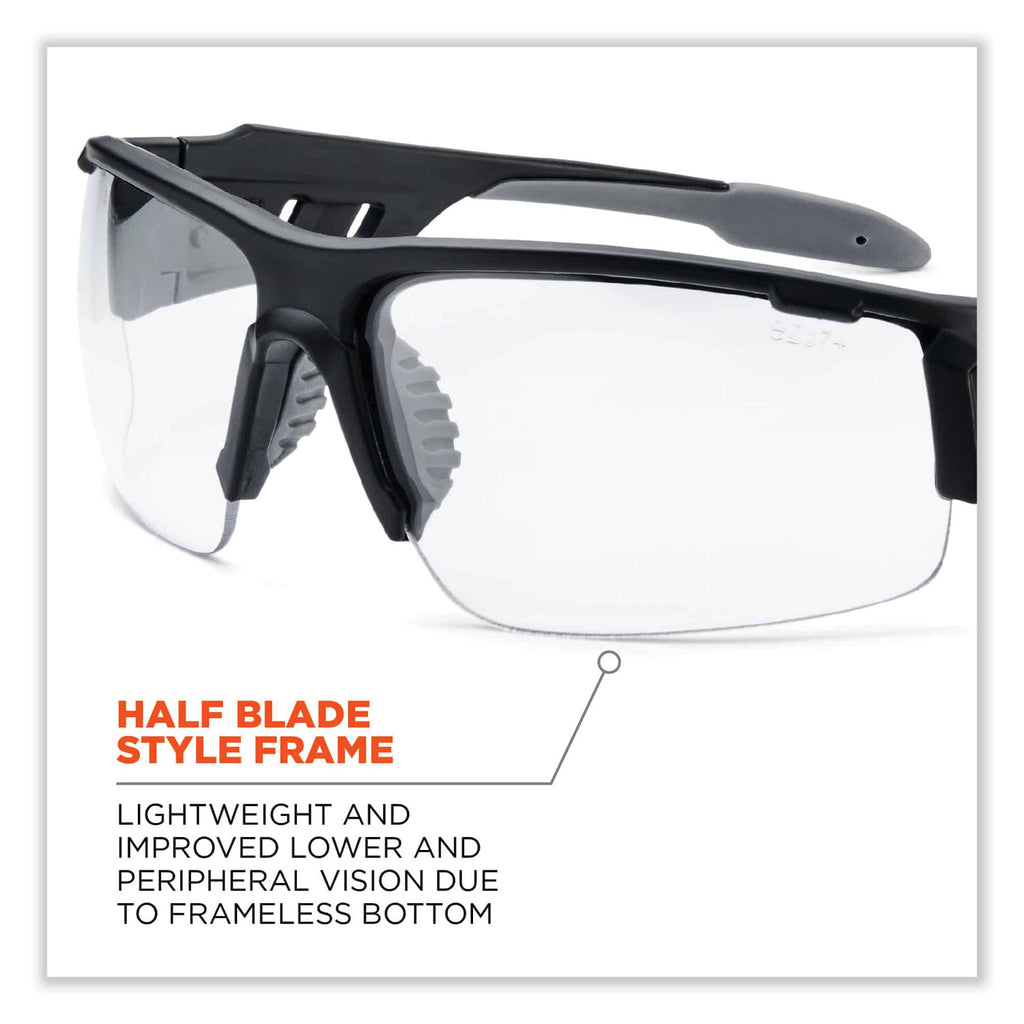 Skullerz Dagr Safety Glasses, Matte Black Nylon Impact Frame, Anti-Fog Clear Polycarbonate Lens, Ships in 1-3 Business Days