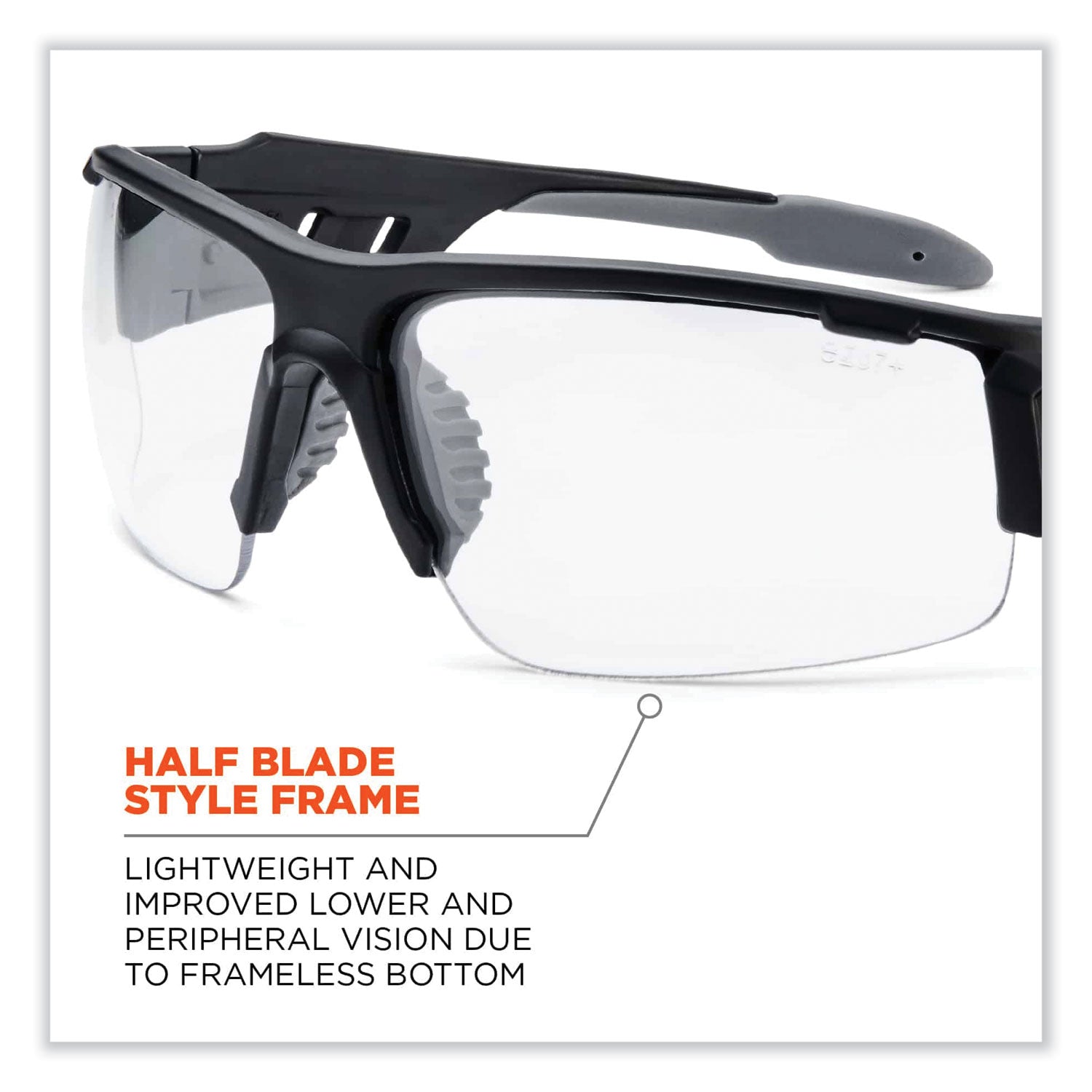 Skullerz Dagr Safety Glasses, Matte Black Nylon Impact Frame, Anti-Fog Clear Polycarbonate Lens, Ships in 1-3 Business Days