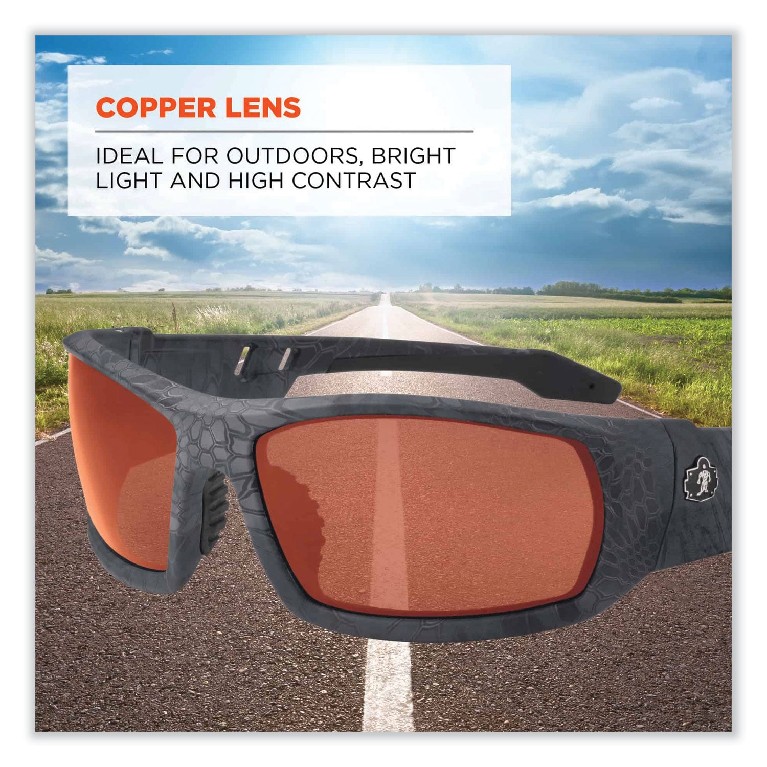 Skullerz Odin Safety Glasses, Kryptek Typhon Nylon Impact Frame, Copper Polycarbonate Lens, Ships in 1-3 Business Days