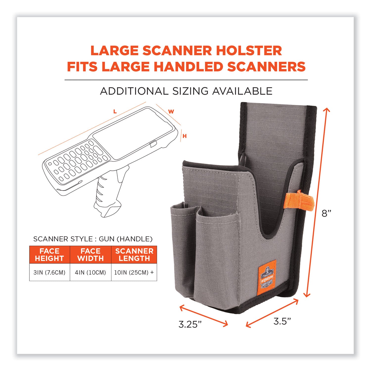 squids-5540-handheld-barcode-scanner-holster-with-belt-loop-large-275x35x8-polyester-gray-ships-in-1-3-business-days_ego19181 - 6