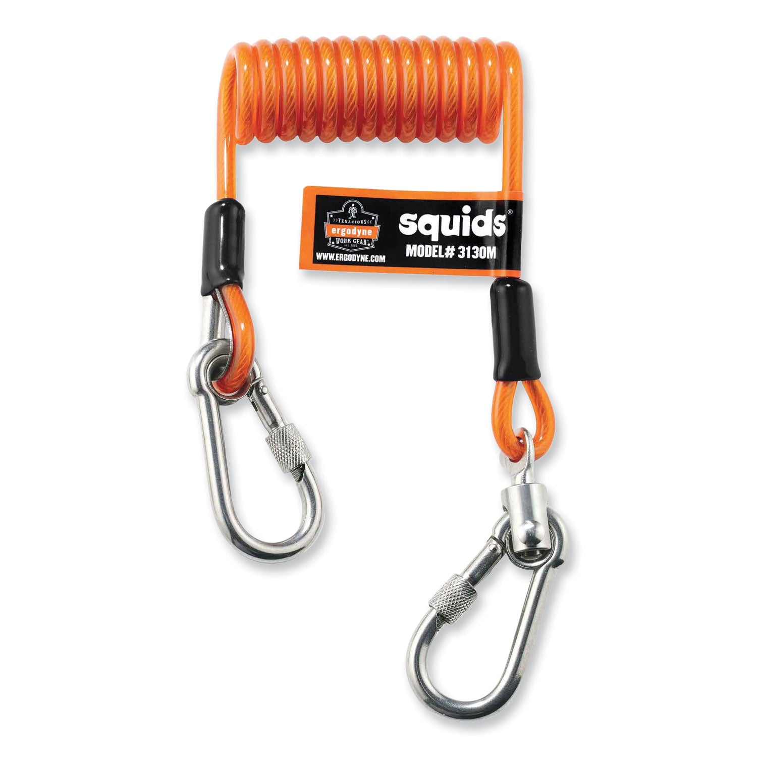 squids-3130m-coiled-cable-lanyard-with-carabiners-5-lb-max-working-capacity-65-to-48-orange-ships-in-1-3-business-days_ego19131 - 1