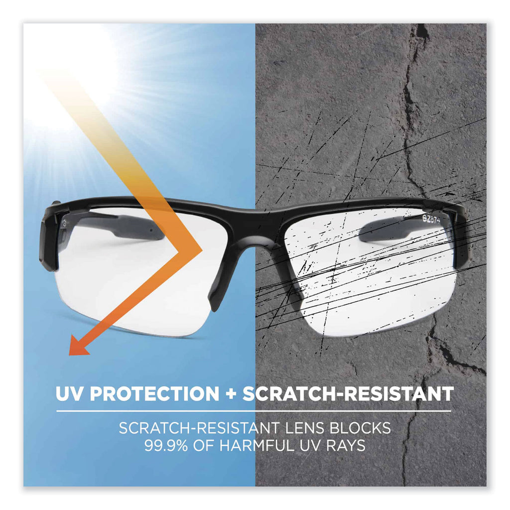Skullerz Dagr Safety Glasses, Matte Black Nylon Impact Frame, Anti-Fog Clear Polycarbonate Lens, Ships in 1-3 Business Days