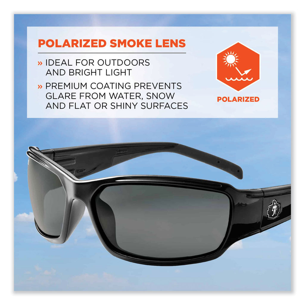 Skullerz Thor Safety Glasses, Black Nylon Impact Frame, Polarized Smoke Polycarbonate Lens, Ships in 1-3 Business Days
