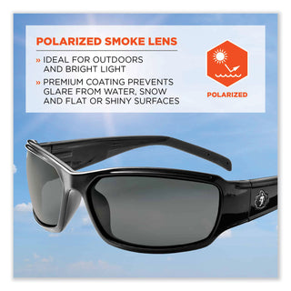Skullerz Thor Safety Glasses, Black Nylon Impact Frame, Polarized Smoke Polycarbonate Lens, Ships in 1-3 Business Days