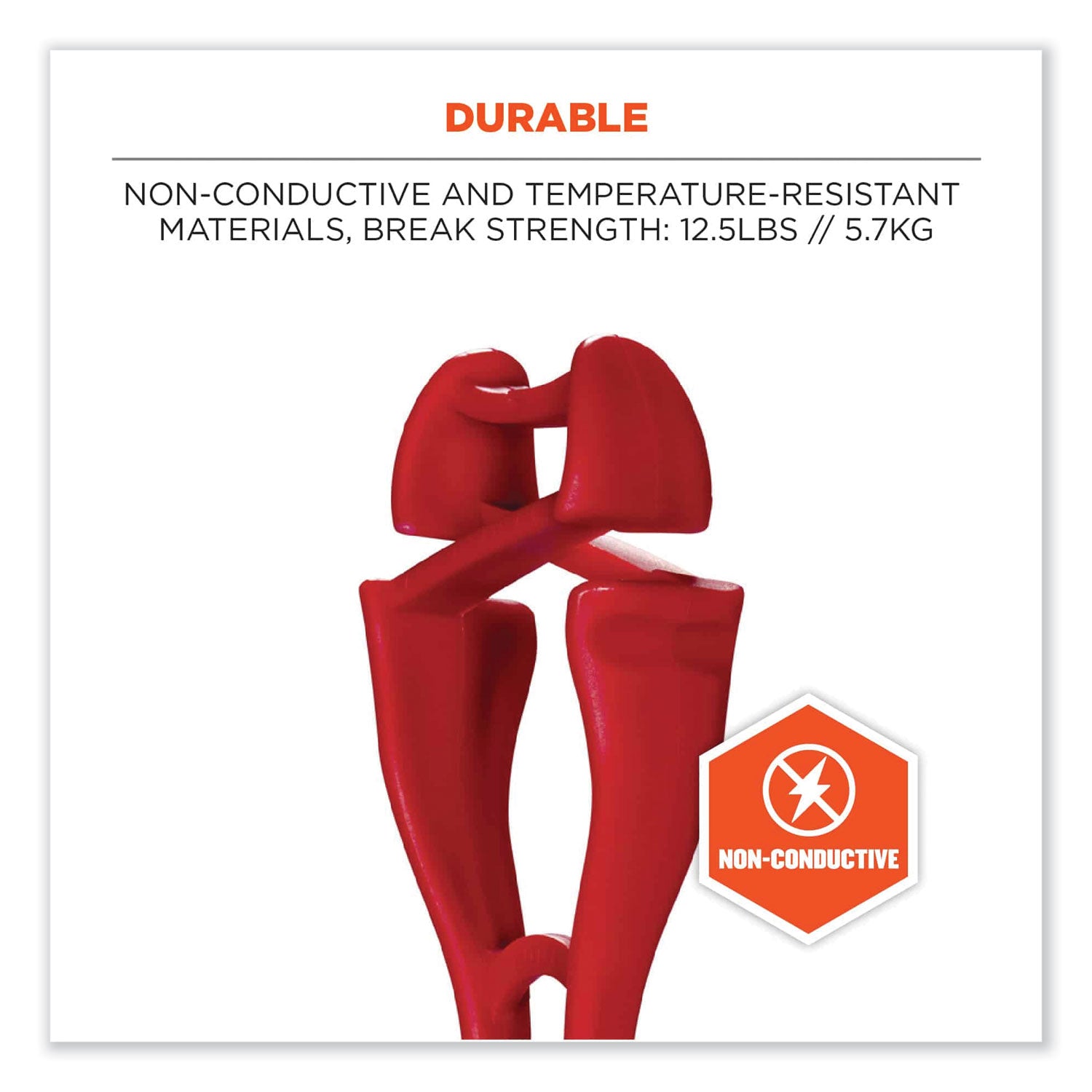 Squids 3420 Dual Clip Swivel Glove Clip Holder, 1 x 0.6 x 5.5, Acetal Copolymer, Red, Ships in 1-3 Business Days