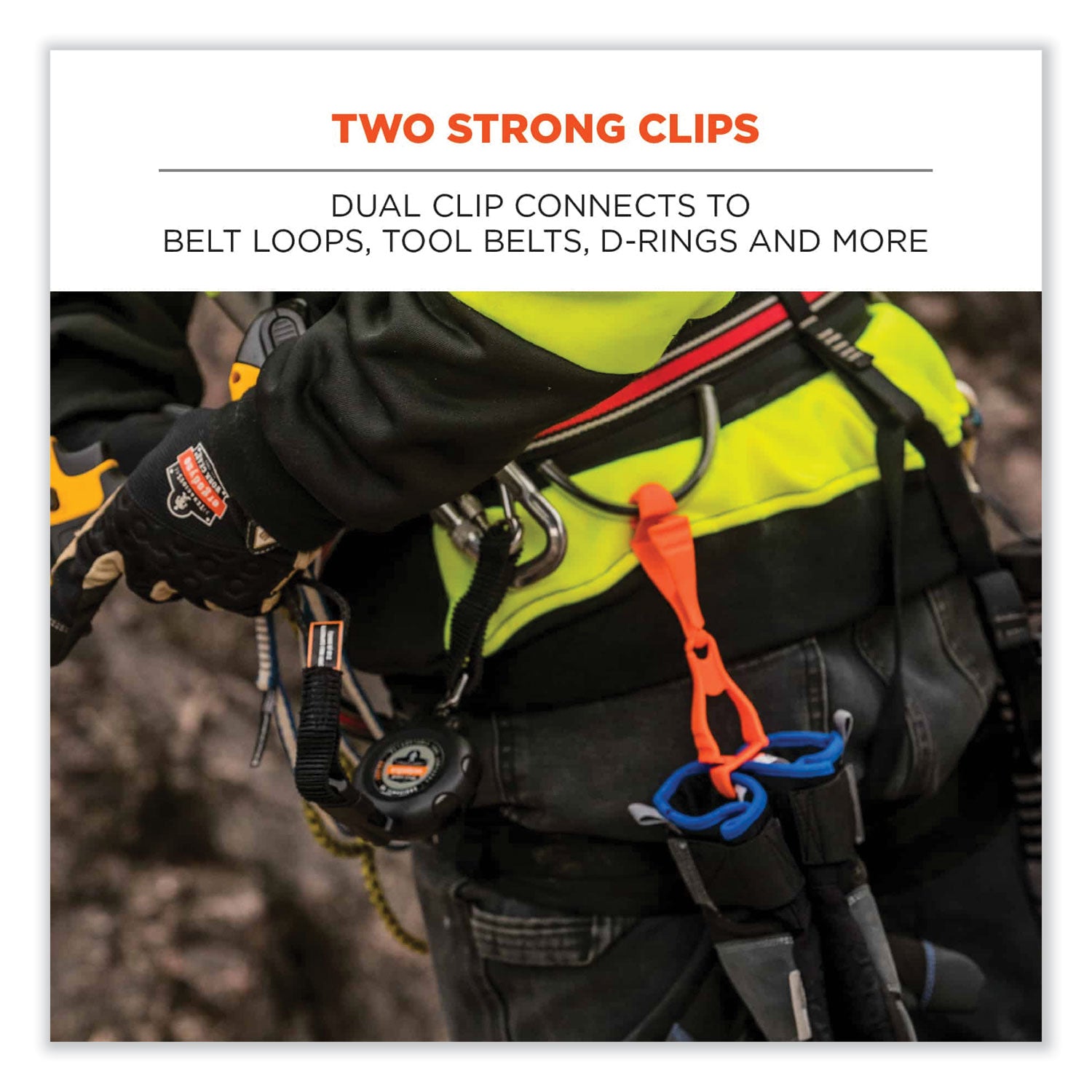 Squids 3400 Dual Clip Glove Clip Holder, 1 x 1 x 6.5, Acetal Copolymer, Granite, Ships in 1-3 Business Days