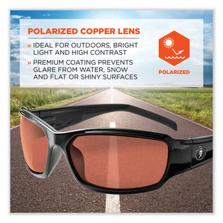 Skullerz Thor Safety Glasses, Black Nylon Impact Frame, Polarized Copper Polycarbonate Lens, Ships in 1-3 Business Days