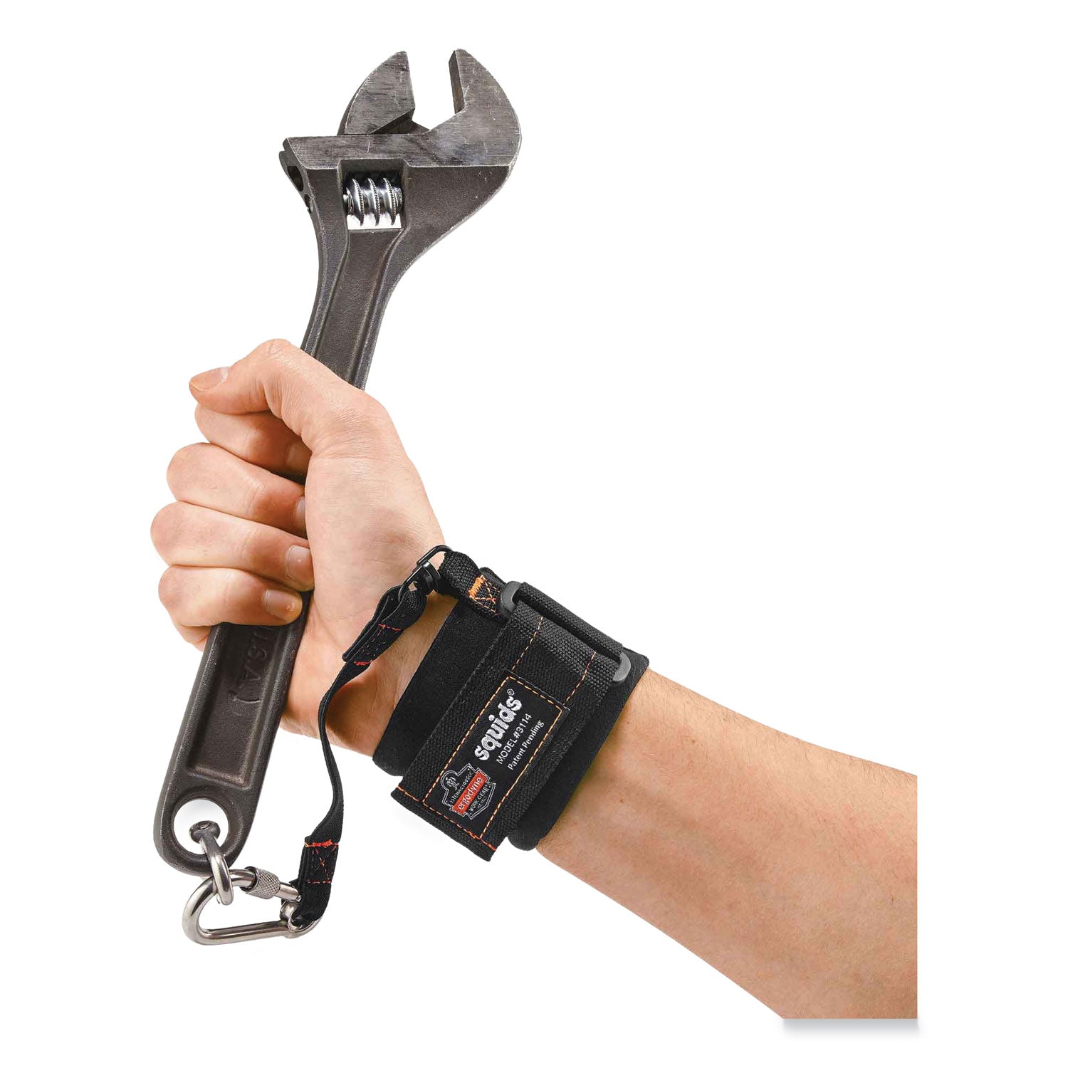 Squids 3114 Pull-On Wrist Lanyard w/Stainless Steel Carabiner, 3lb Max Work Capacity, 7.5", Black, Ships in 1-3 Business Days