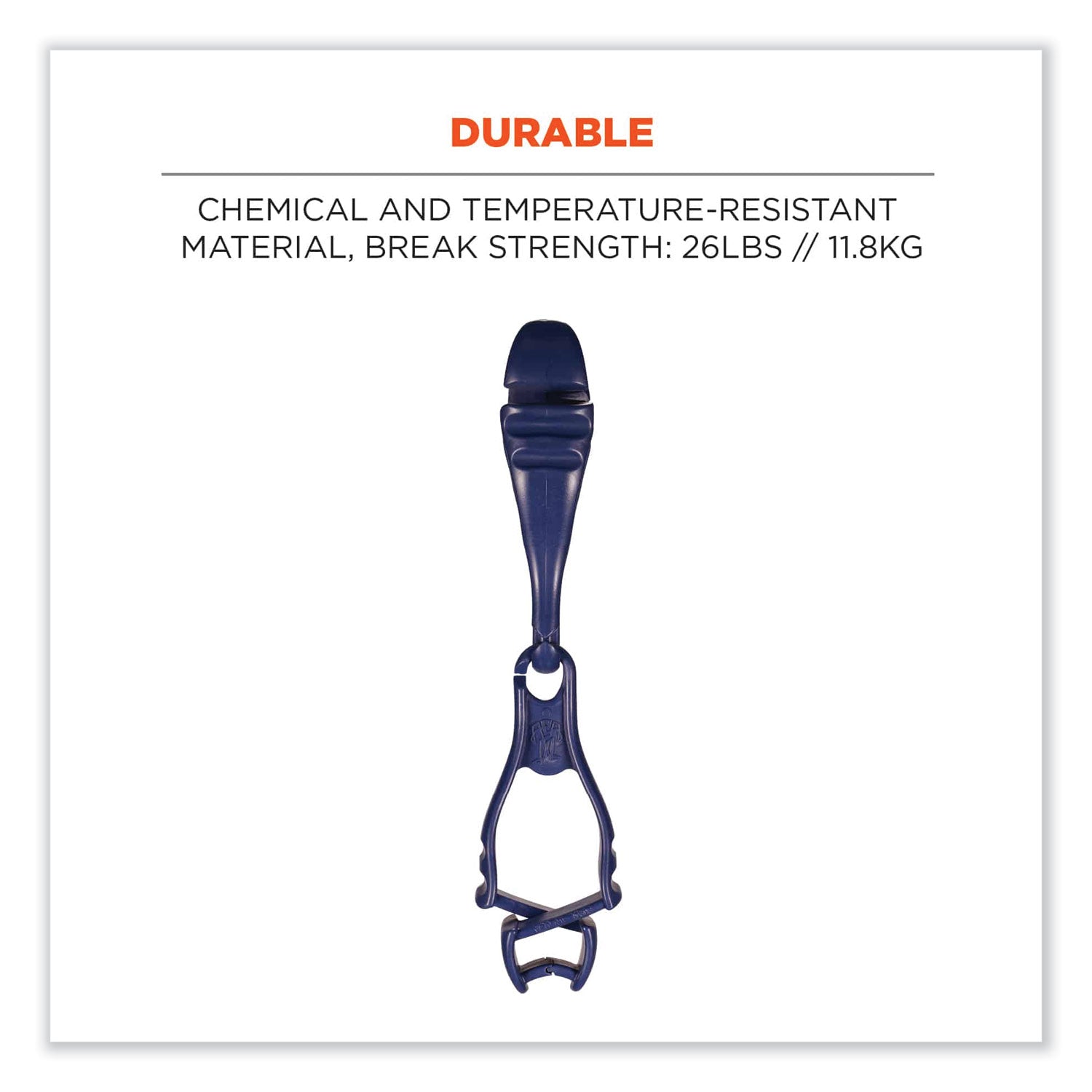 Squids 3400MD Metal Detectable Dual Clip Glove Clip Holder, 1x1x6.5, Acetal Copolymer, Deep Blue, Ships in 1-3 Business Days