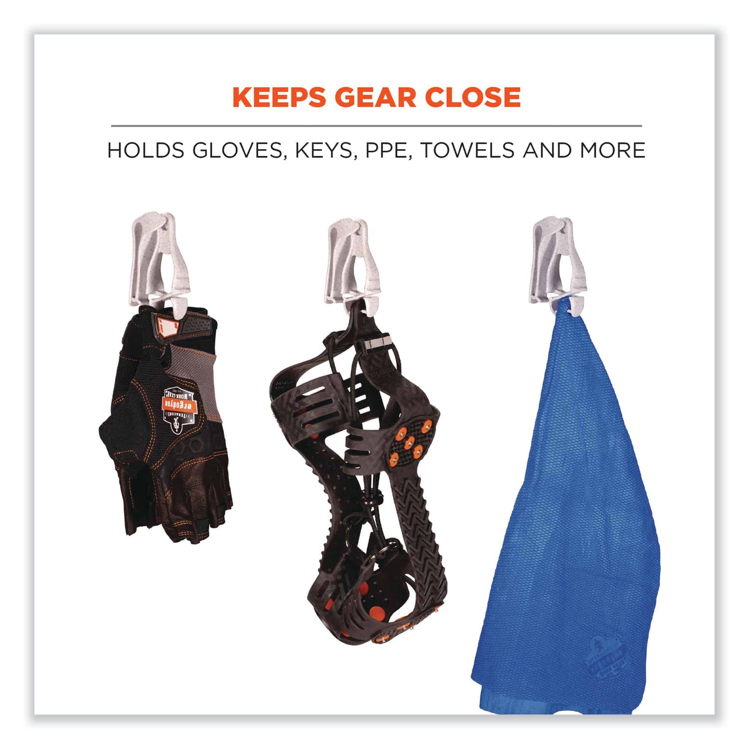 Squids 3405 Belt Clip Glove Clip Holder, 1 x 1 x 6, Acetal Copolymer, Granite, Ships in 1-3 Business Days