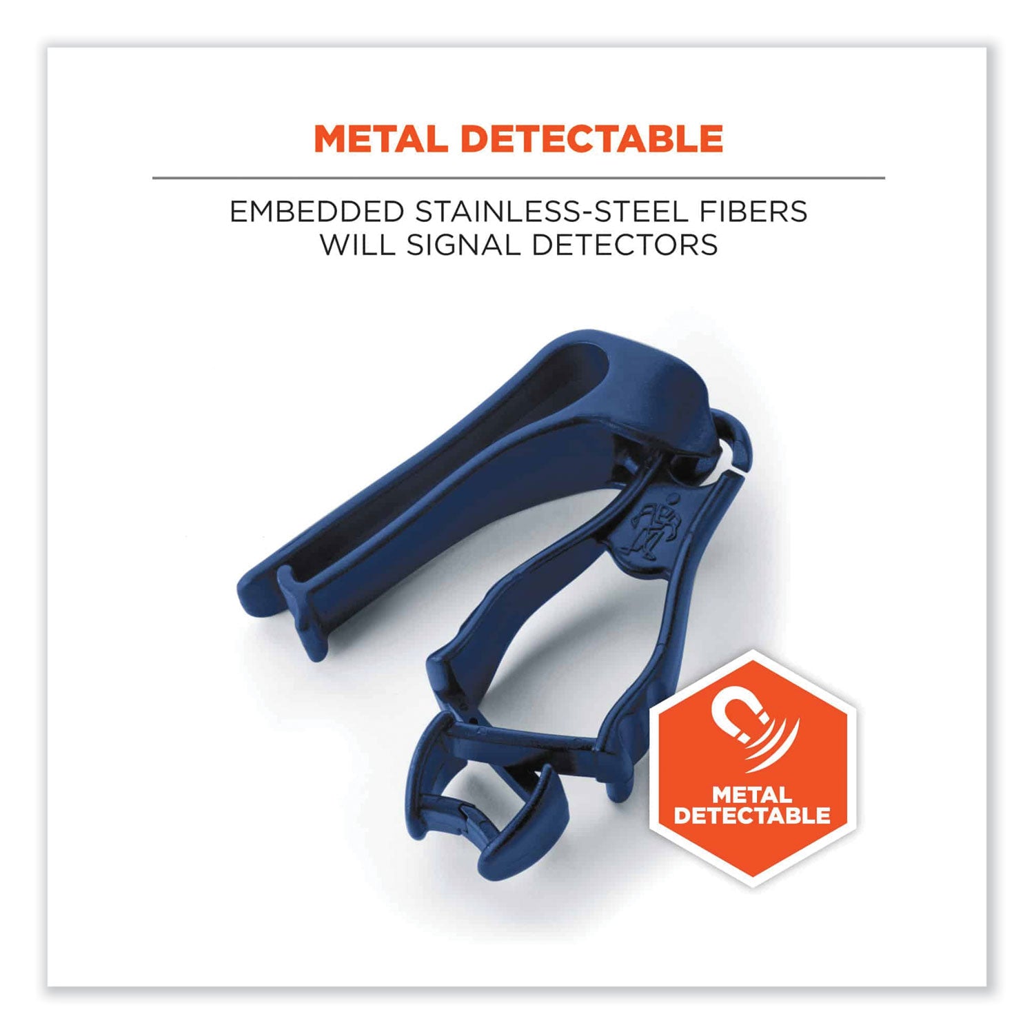 Squids 3405MD Metal Detectable Belt Clip Glove Clip Holder, 1x1x6, Acetal Copolymer, Deep Blue, Ships in 1-3 Business Days