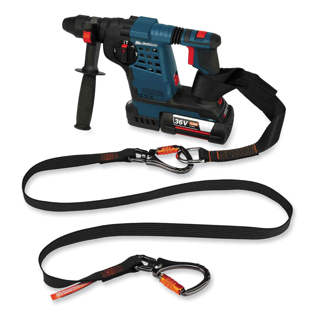 Squids 3139 Tool Lanyard w/2 Locking Swivel Carabiners, 40lb Max Work Capacity, 76", Black/Orange, Ships in 1-3 Business Days