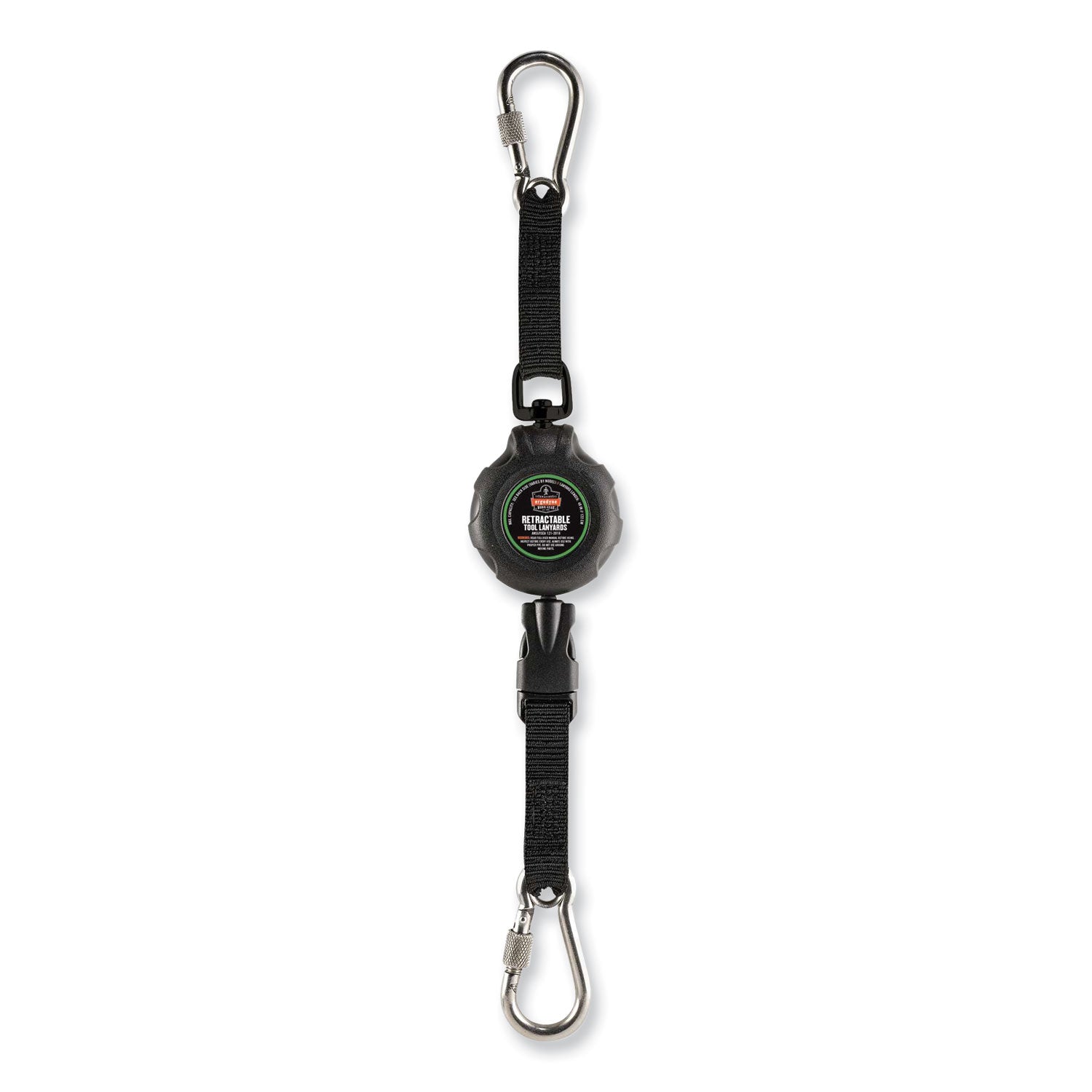 Squids 3000 Retractable Tool Lanyard with Carabiner Anchor, 1 lb Working Capacity, 48", Black, Ships in 1-3 Business Days