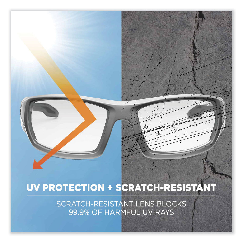Skullerz Odin Safety Glasses, Matte Gray Nylon Impact Frame, Clear Polycarbonate Lens, Ships in 1-3 Business Days