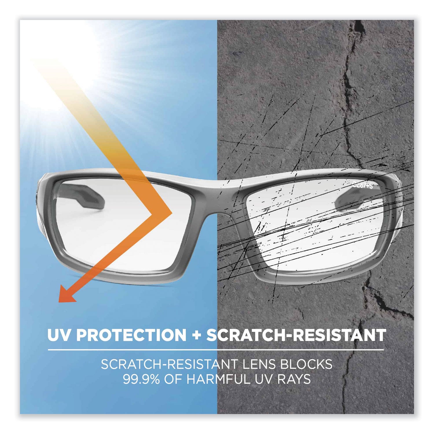Skullerz Odin Safety Glasses, Matte Gray Nylon Impact Frame, Clear Polycarbonate Lens, Ships in 1-3 Business Days