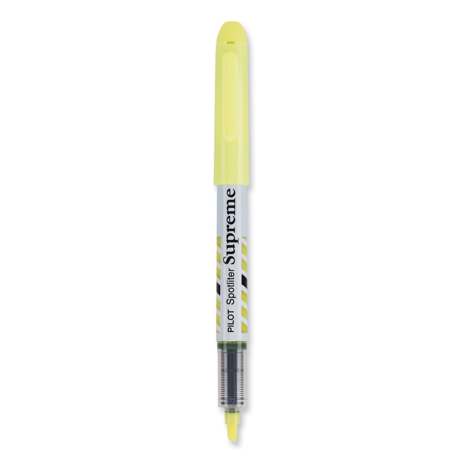 Spotliter Supreme Highlighter, Fluorescent Yellow Ink, Chisel Tip, Yellow/White Barrel, Dozen - 