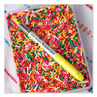Spotliter Supreme Highlighter, Fluorescent Yellow Ink, Chisel Tip, Yellow/White Barrel, Dozen