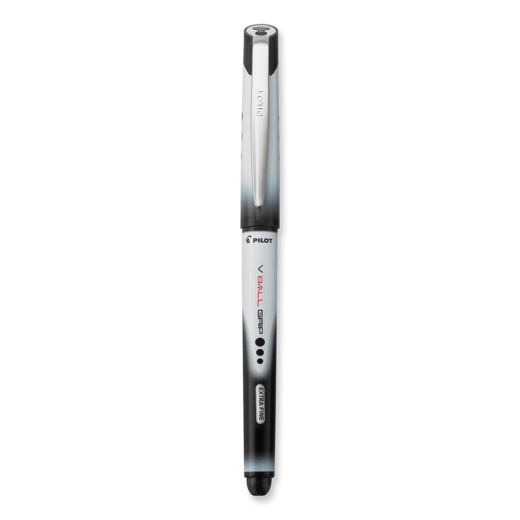VBall RT Liquid Ink Roller Ball Pen, Retractable, Extra-Fine 0.5 mm, Black Ink, Black/White Barrel