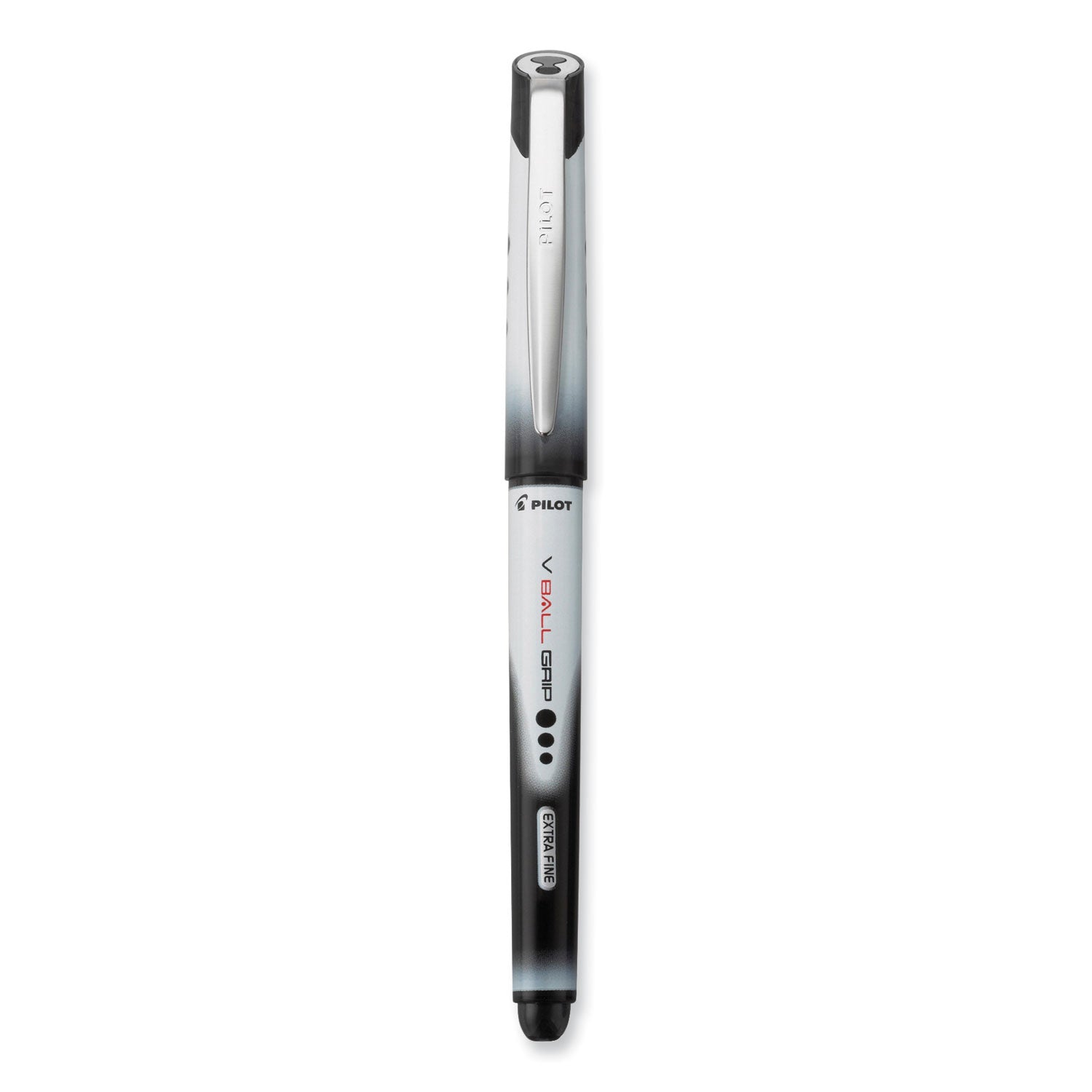 VBall RT Liquid Ink Roller Ball Pen, Retractable, Extra-Fine 0.5 mm, Black Ink, Black/White Barrel