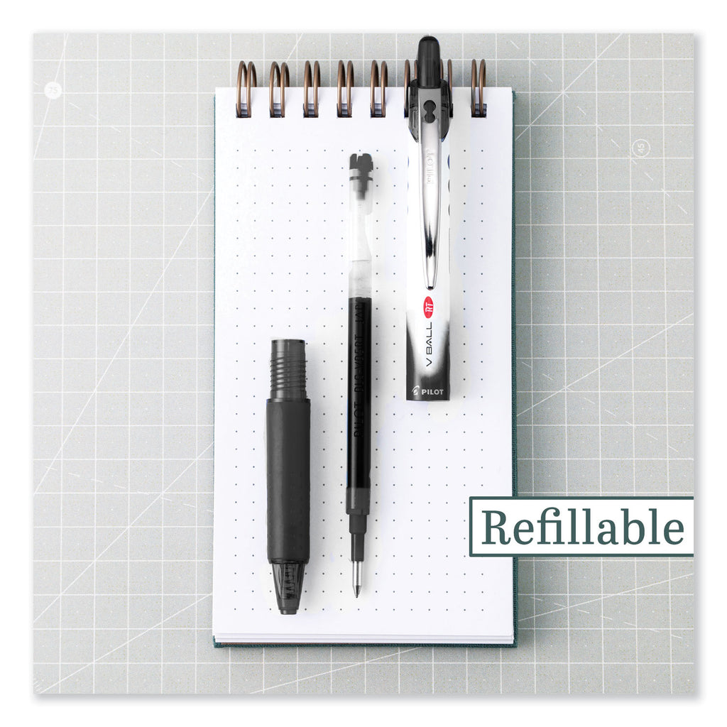 VBall RT Liquid Ink Roller Ball Pen, Retractable, Extra-Fine 0.5 mm, Black Ink, Black/White Barrel